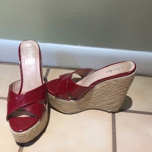 Red platform wedges from Charles by Charles David.
